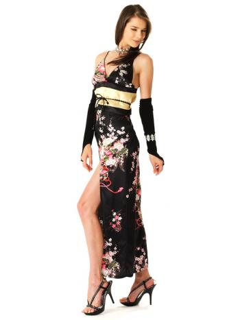 Black Oriental Print Dress