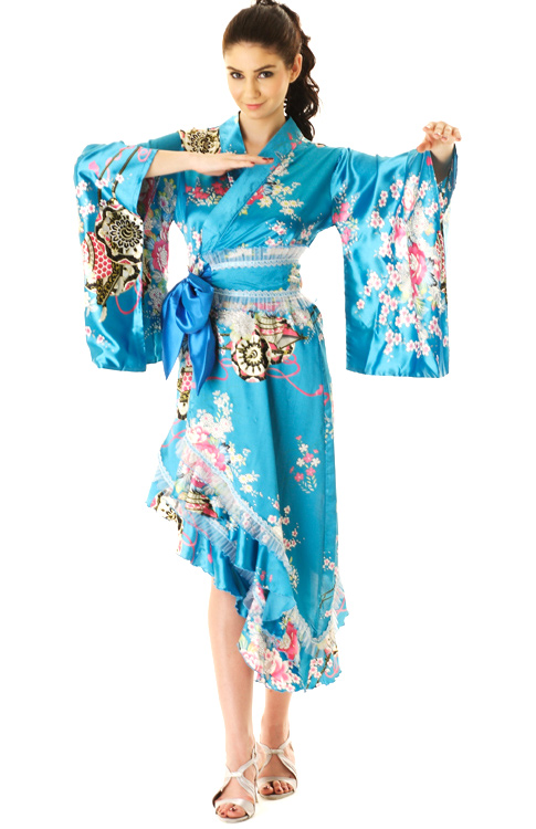 kimono dress blue