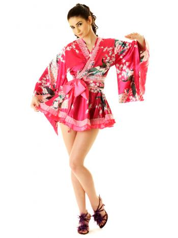 Hot Pink Kimono Mini Dress