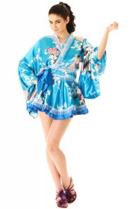 Sea Blue Kimono Mini Dress