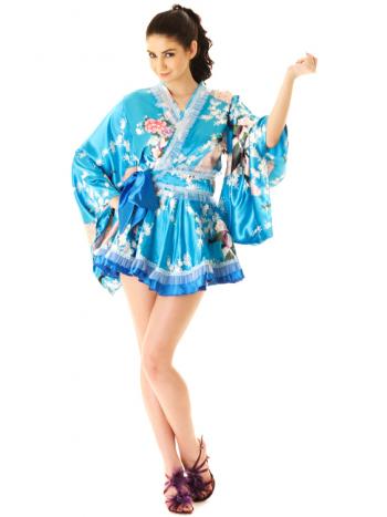 Sea Blue Kimono Mini Dress