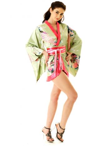 Green Kimono Mini Dress