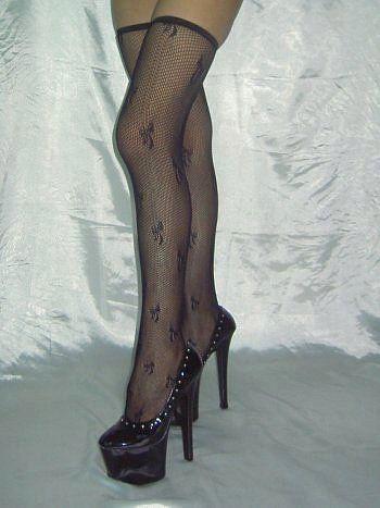 Black Embroidered Fishnet Stockings