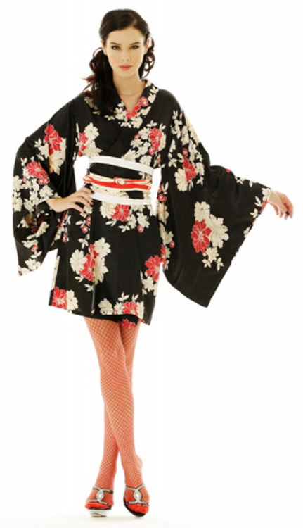 Short Floral Kimono - Short Yukata & Kimono - Neve Bianca